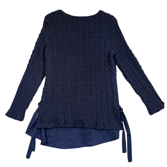 Suzanne Betro Sweater Size Small Navy Cable Knit Layered Tunic Preppy NEW - Picture 2 of 11